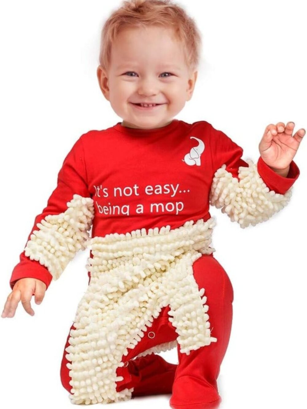 Adorable Baby Mop Onesie, Funny Long Sleeve Romper for Crawling Infants, Gift